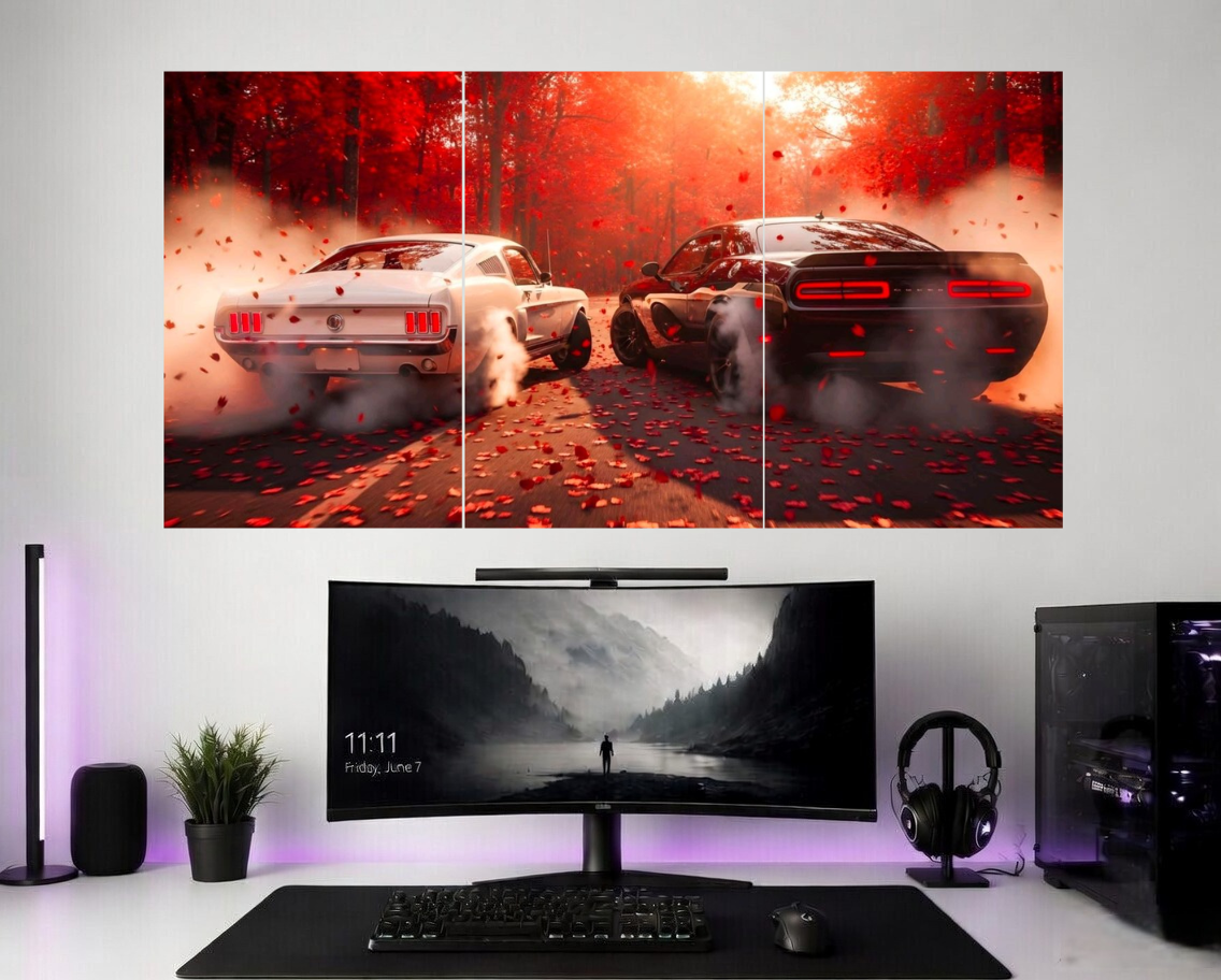 car 3 piece Split Poster