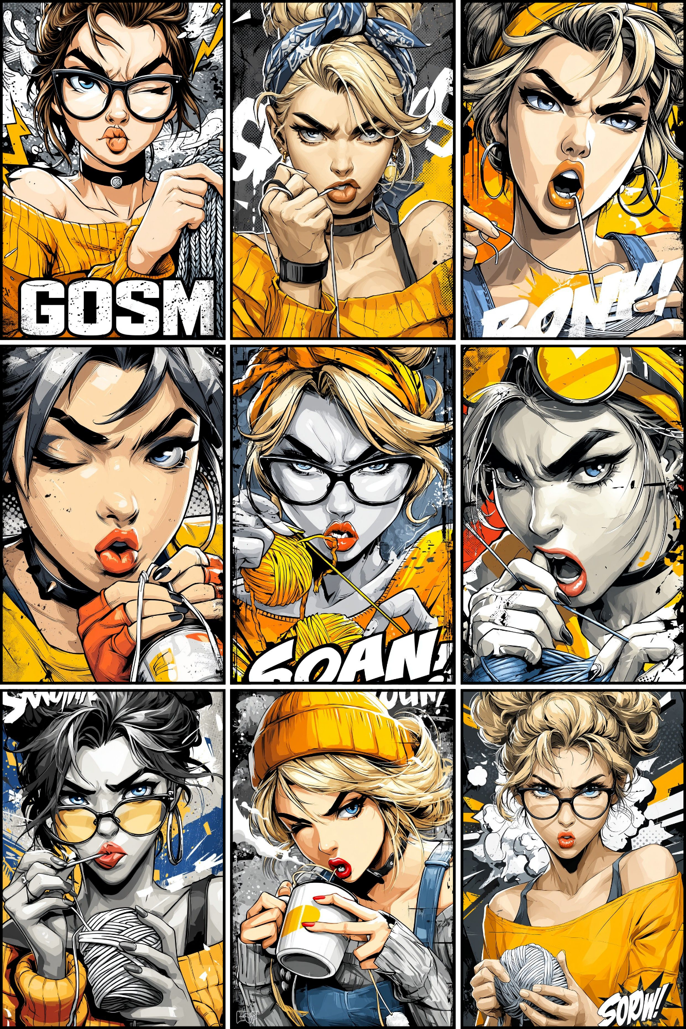 Pop Art Attitude Girl Sticker Pack - ( 10 pieces )