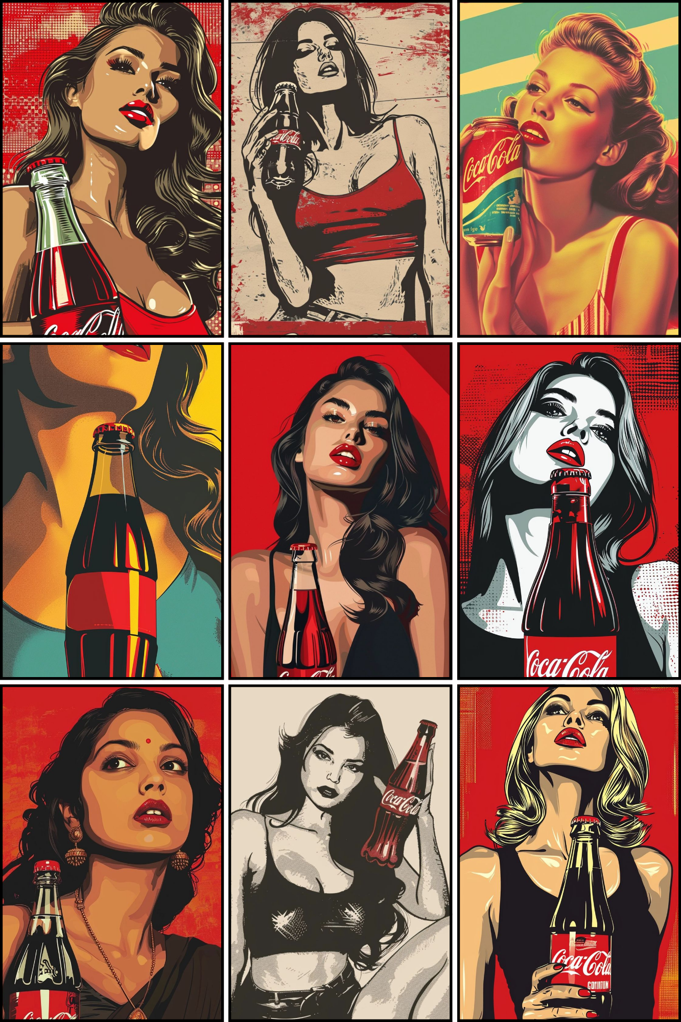 Vintage Pop Art Girl Sticker Pack – 10 Pieces